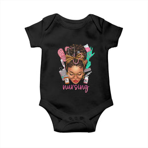 African American Nurse Baby Onesie Nursing Black Messy Bun