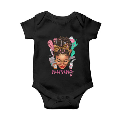 African American Nurse Baby Onesie Nursing Black Messy Bun