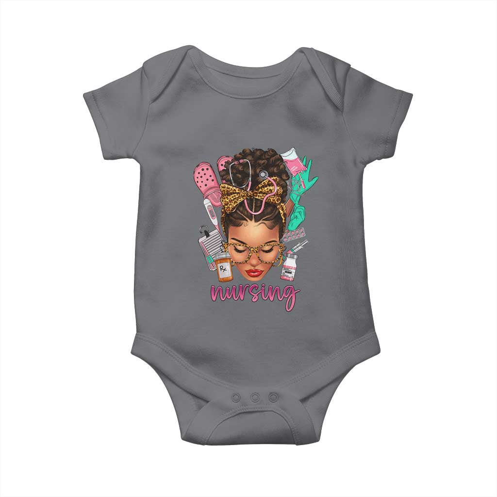 African American Nurse Baby Onesie Nursing Black Messy Bun