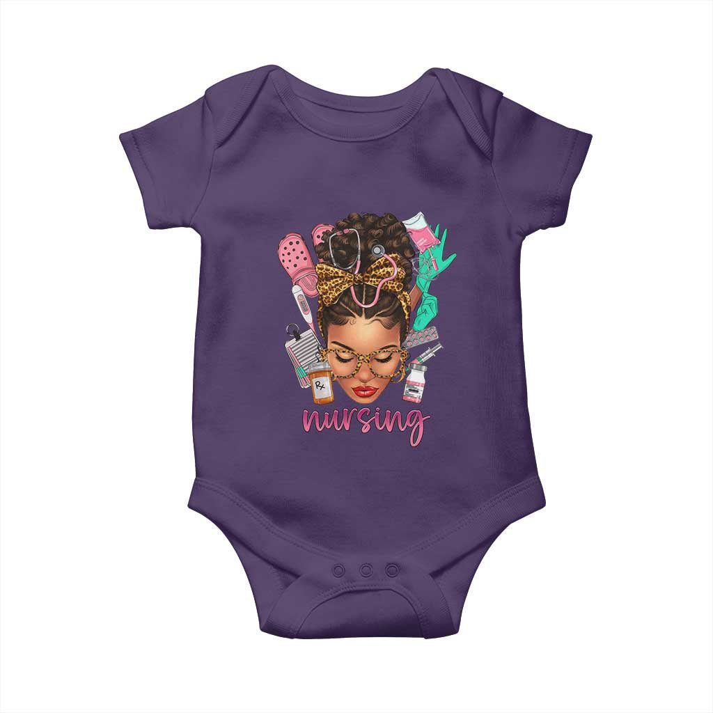 African American Nurse Baby Onesie Nursing Black Messy Bun