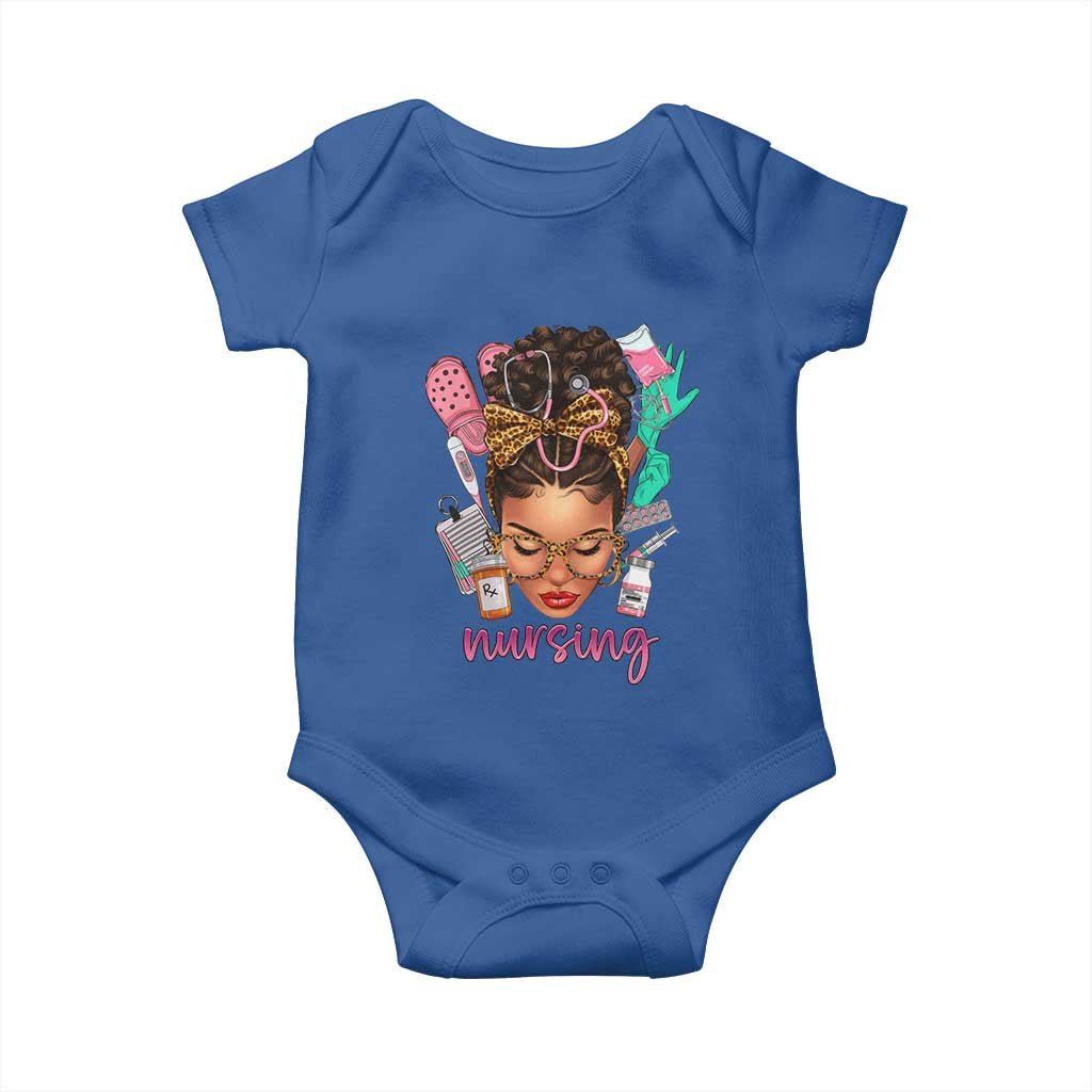 African American Nurse Baby Onesie Nursing Black Messy Bun