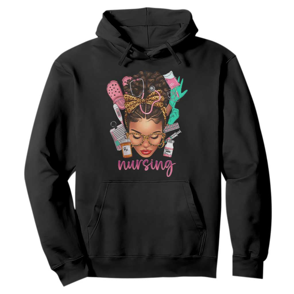 African American Nurse Hoodie Nursing Black Messy Bun