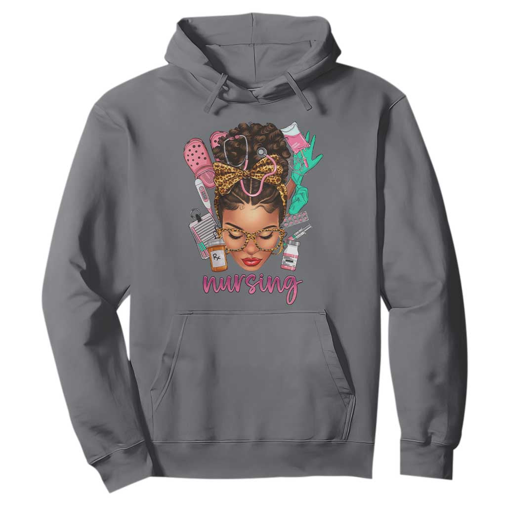African American Nurse Hoodie Nursing Black Messy Bun