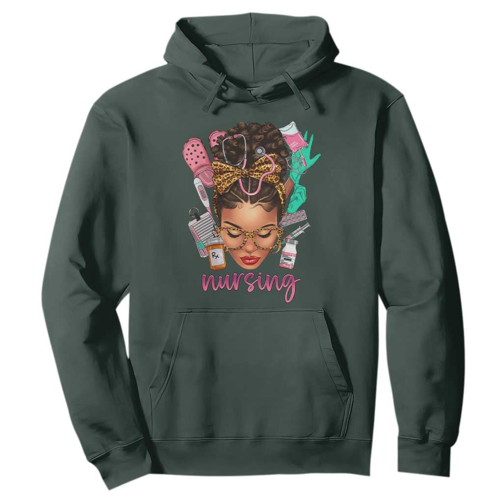 African American Nurse Hoodie Nursing Black Messy Bun