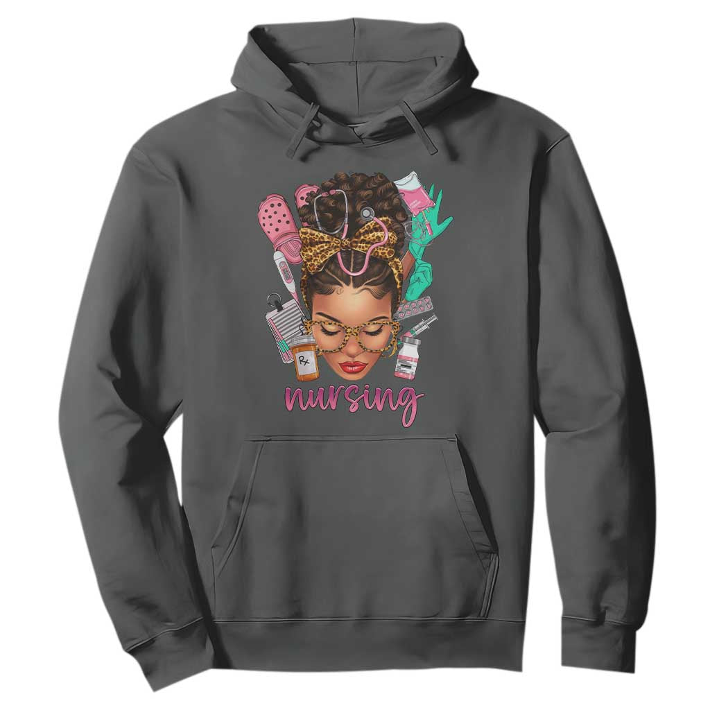 African American Nurse Hoodie Nursing Black Messy Bun