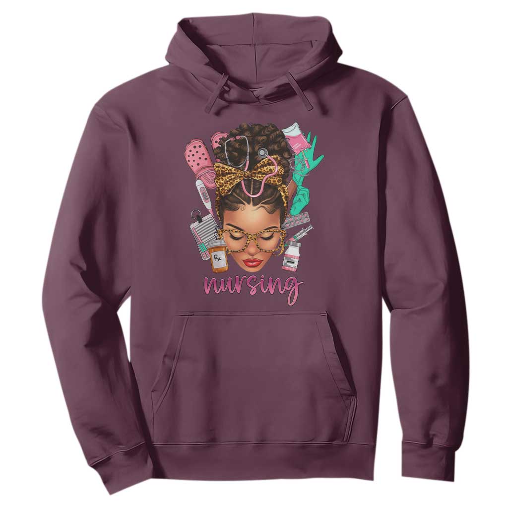 African American Nurse Hoodie Nursing Black Messy Bun