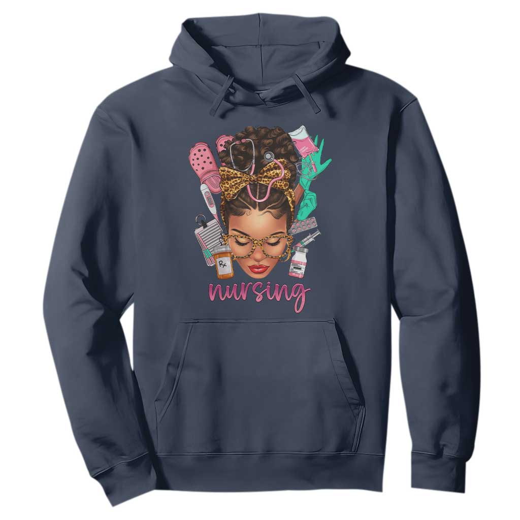 African American Nurse Hoodie Nursing Black Messy Bun