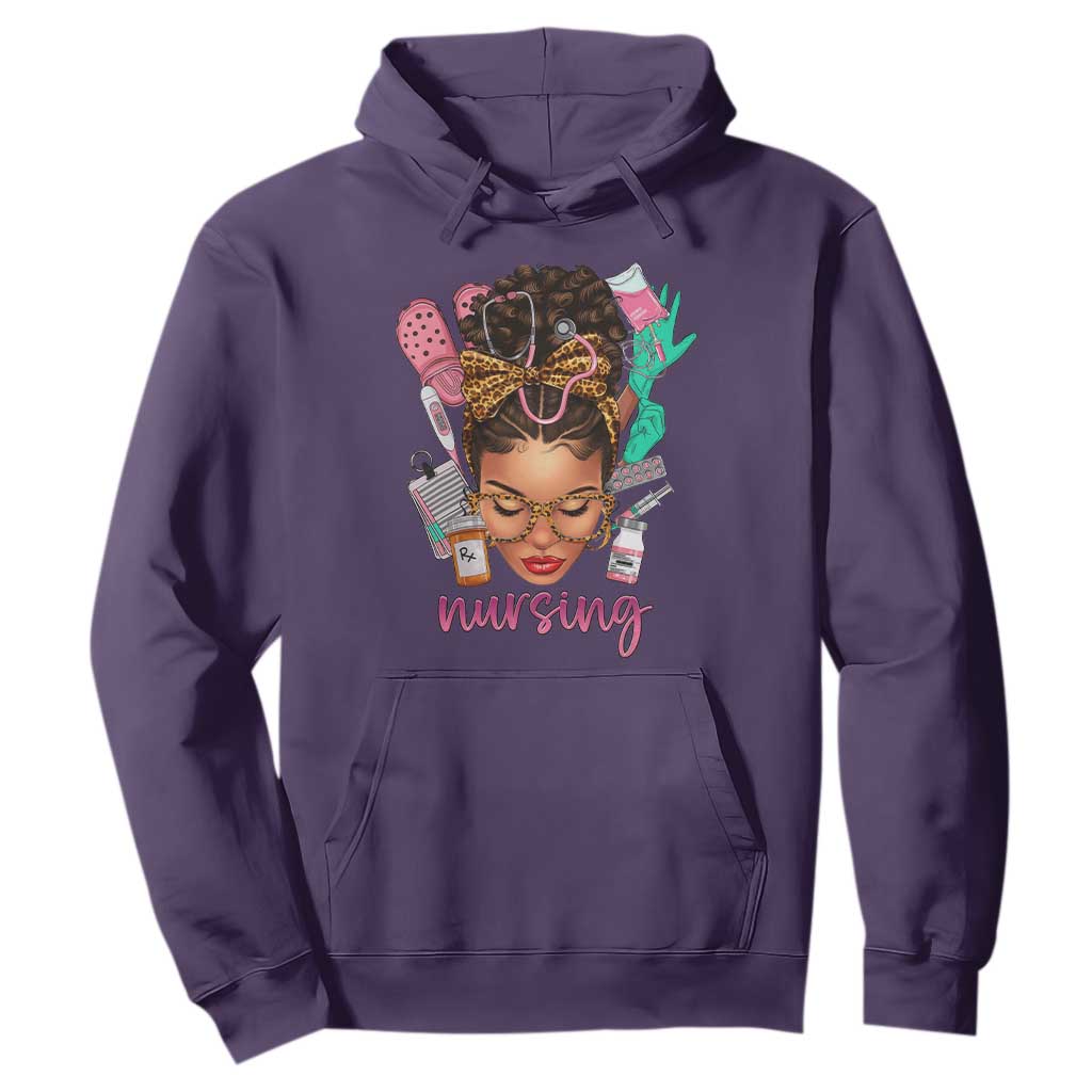African American Nurse Hoodie Nursing Black Messy Bun