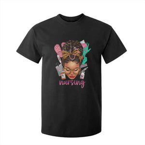 African American Nurse T Shirt For Kid Nursing Black Messy Bun