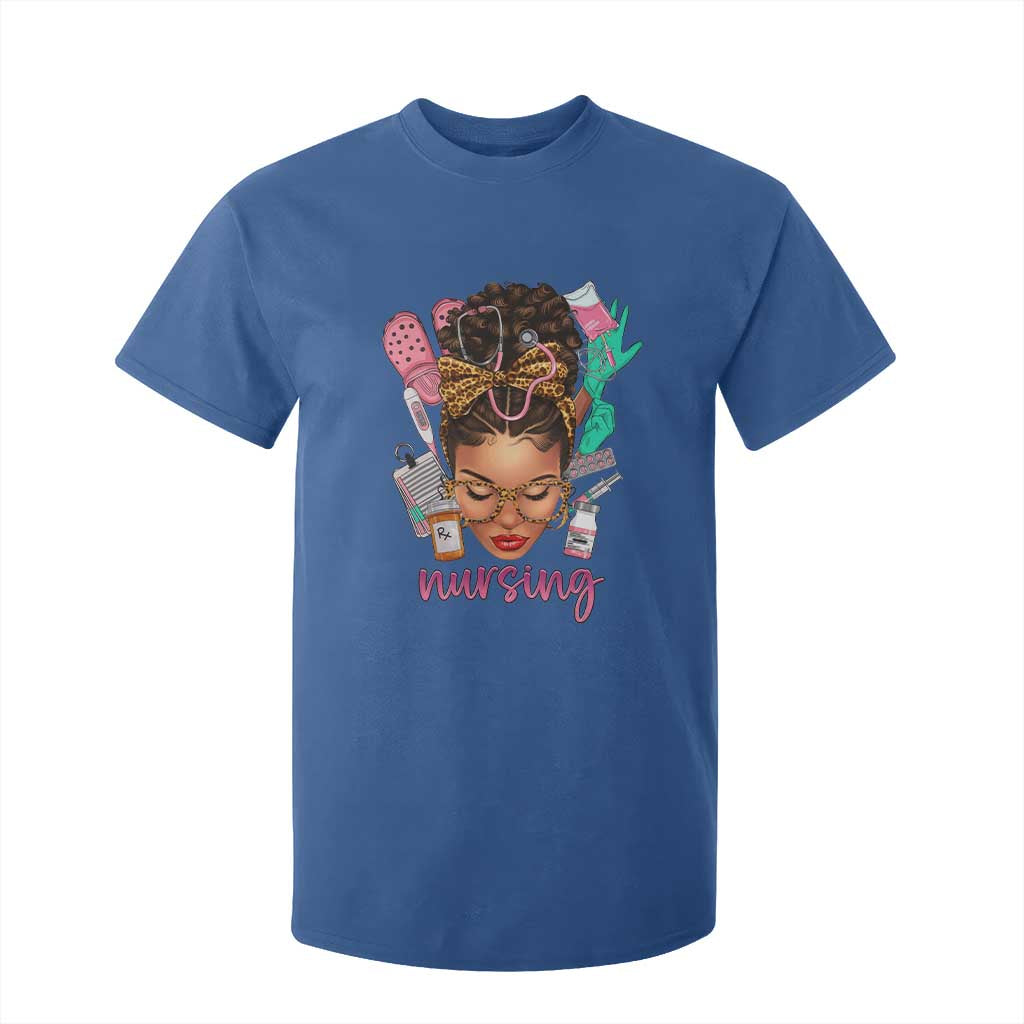 African American Nurse T Shirt For Kid Nursing Black Messy Bun