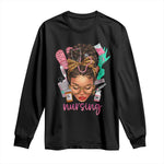 African American Nurse Long Sleeve Shirt Nursing Black Messy Bun