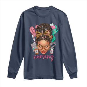 African American Nurse Long Sleeve Shirt Nursing Black Messy Bun