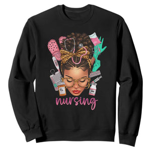 African American Nurse Sweatshirt Nursing Black Messy Bun