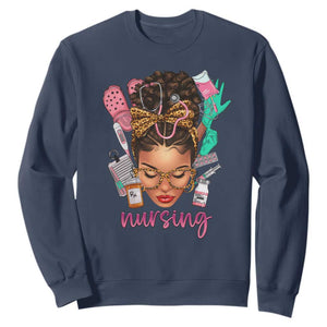 African American Nurse Sweatshirt Nursing Black Messy Bun