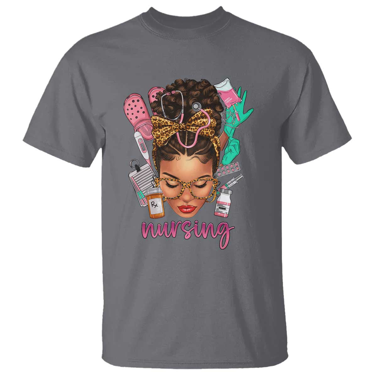 African American Nurse T Shirt Nursing Black Messy Bun