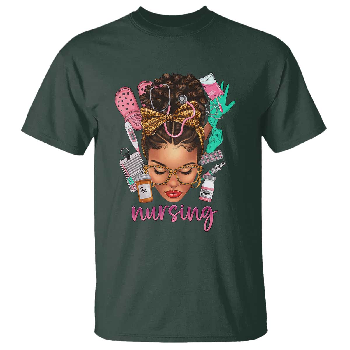African American Nurse T Shirt Nursing Black Messy Bun