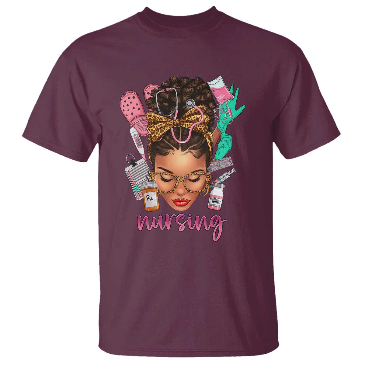 African American Nurse T Shirt Nursing Black Messy Bun