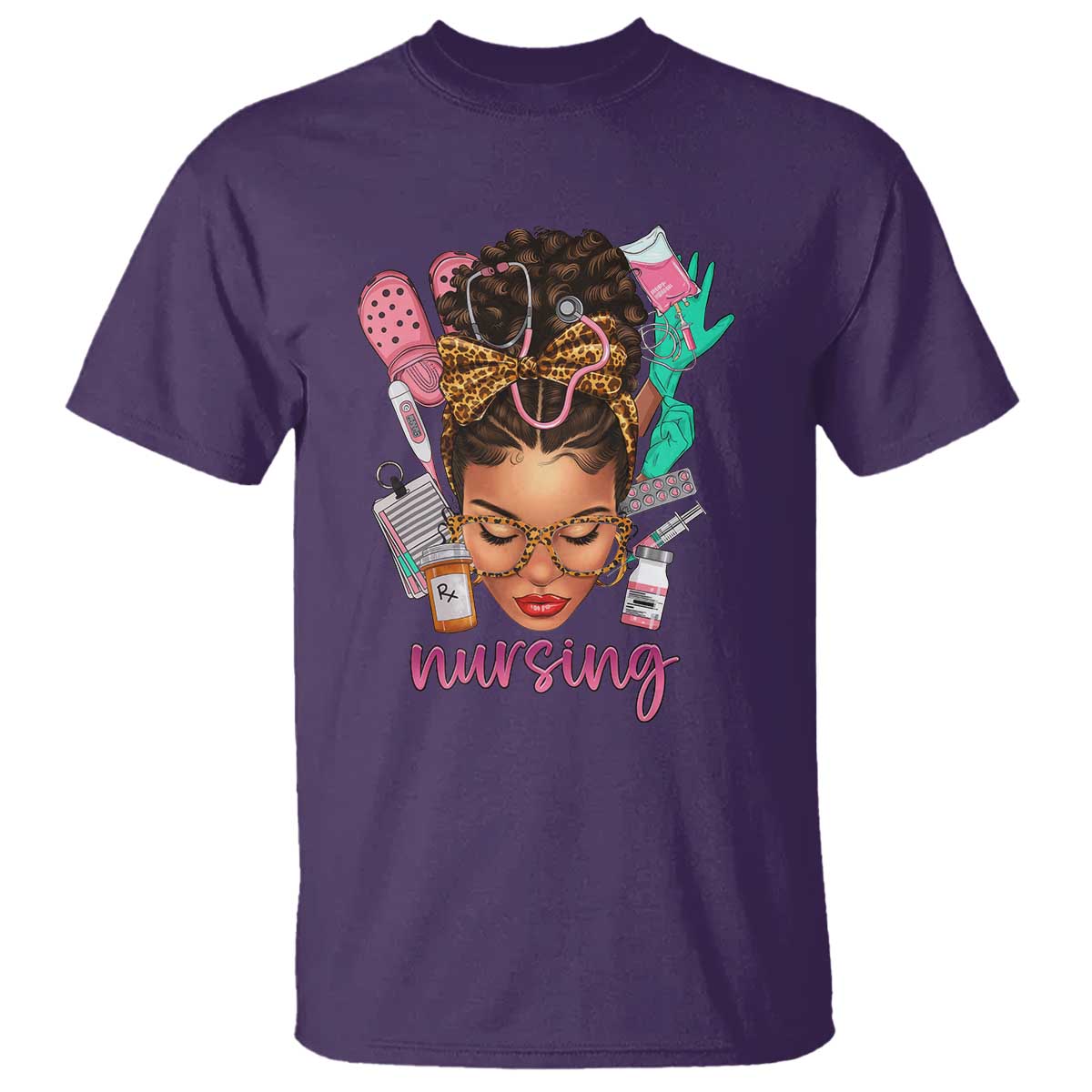 African American Nurse T Shirt Nursing Black Messy Bun