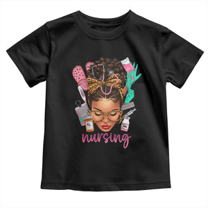 African American Nurse Toddler T Shirt Nursing Black Messy Bun