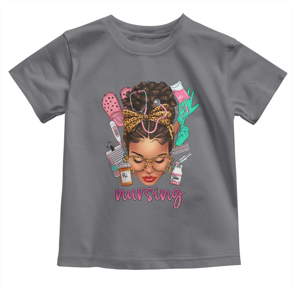 African American Nurse Toddler T Shirt Nursing Black Messy Bun