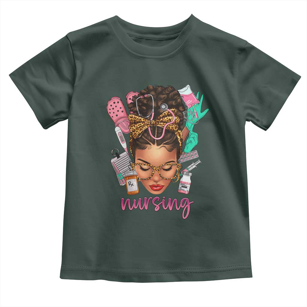 African American Nurse Toddler T Shirt Nursing Black Messy Bun