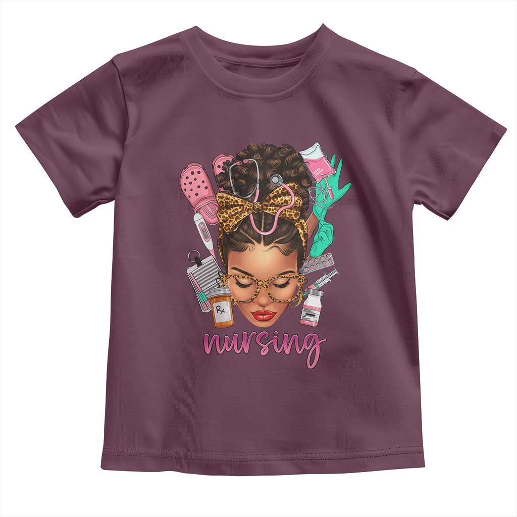 African American Nurse Toddler T Shirt Nursing Black Messy Bun