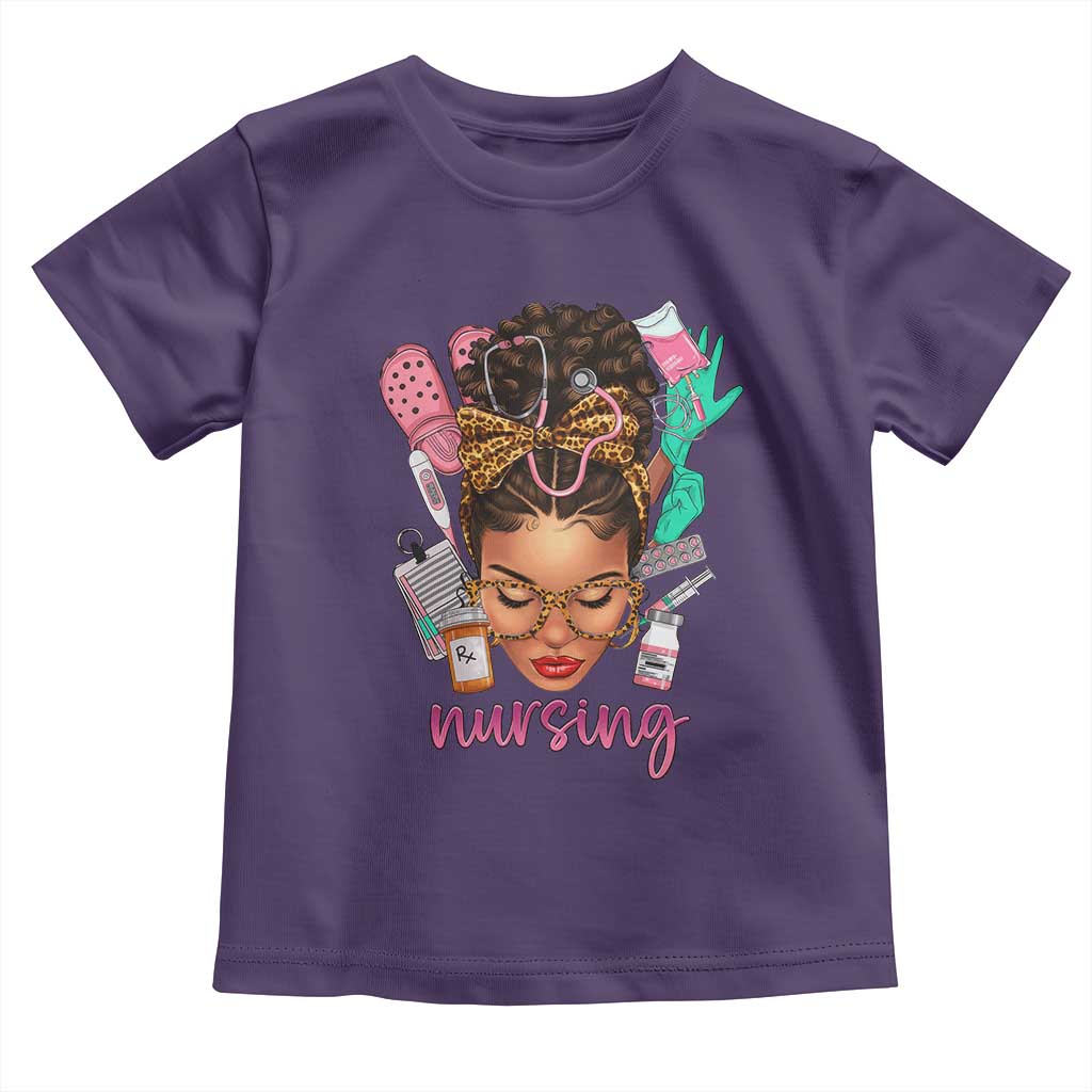 African American Nurse Toddler T Shirt Nursing Black Messy Bun