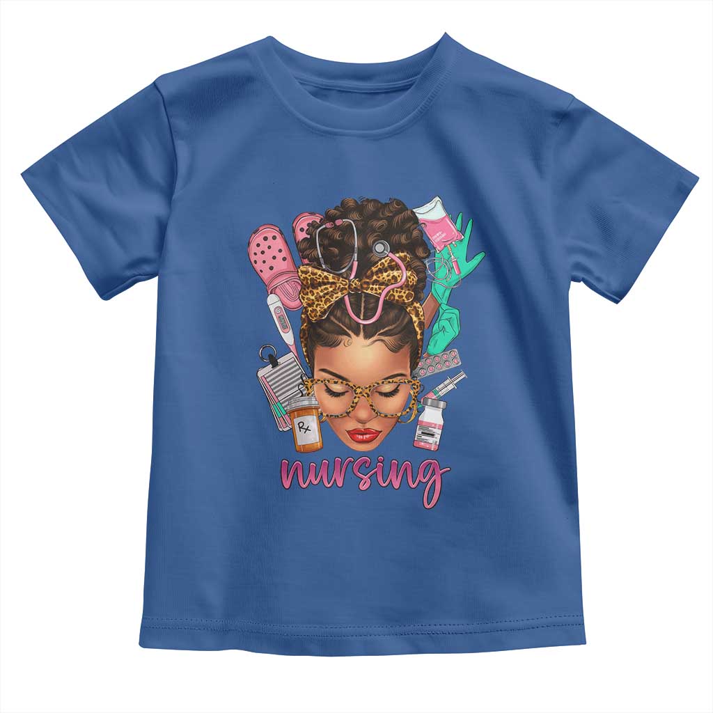African American Nurse Toddler T Shirt Nursing Black Messy Bun