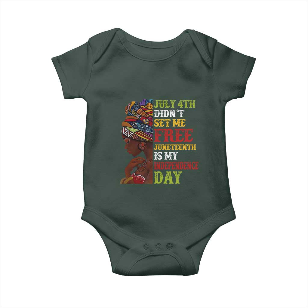 Afro Woman Baby Onesie Juneteenth is My Independence Day Not July 4th