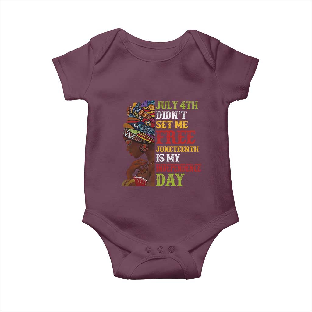 Afro Woman Baby Onesie Juneteenth is My Independence Day Not July 4th