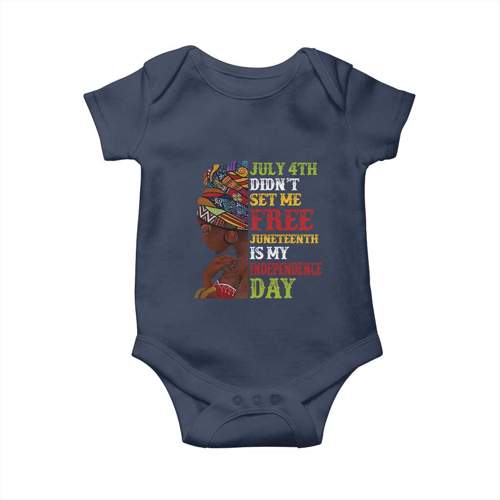 Afro Woman Baby Onesie Juneteenth is My Independence Day Not July 4th