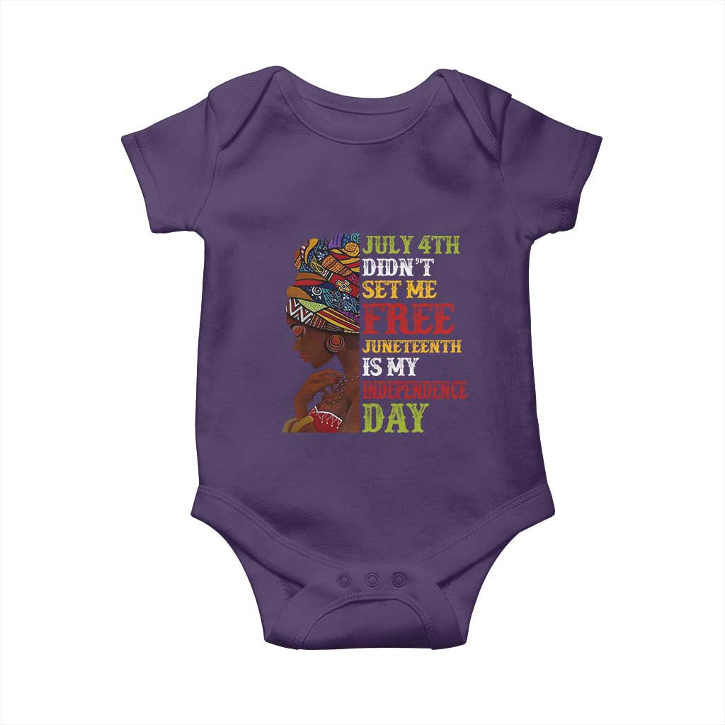 Afro Woman Baby Onesie Juneteenth is My Independence Day Not July 4th