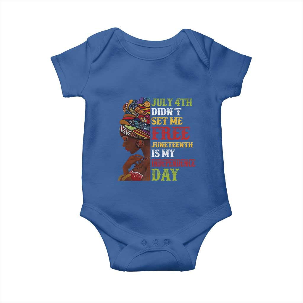 Afro Woman Baby Onesie Juneteenth is My Independence Day Not July 4th