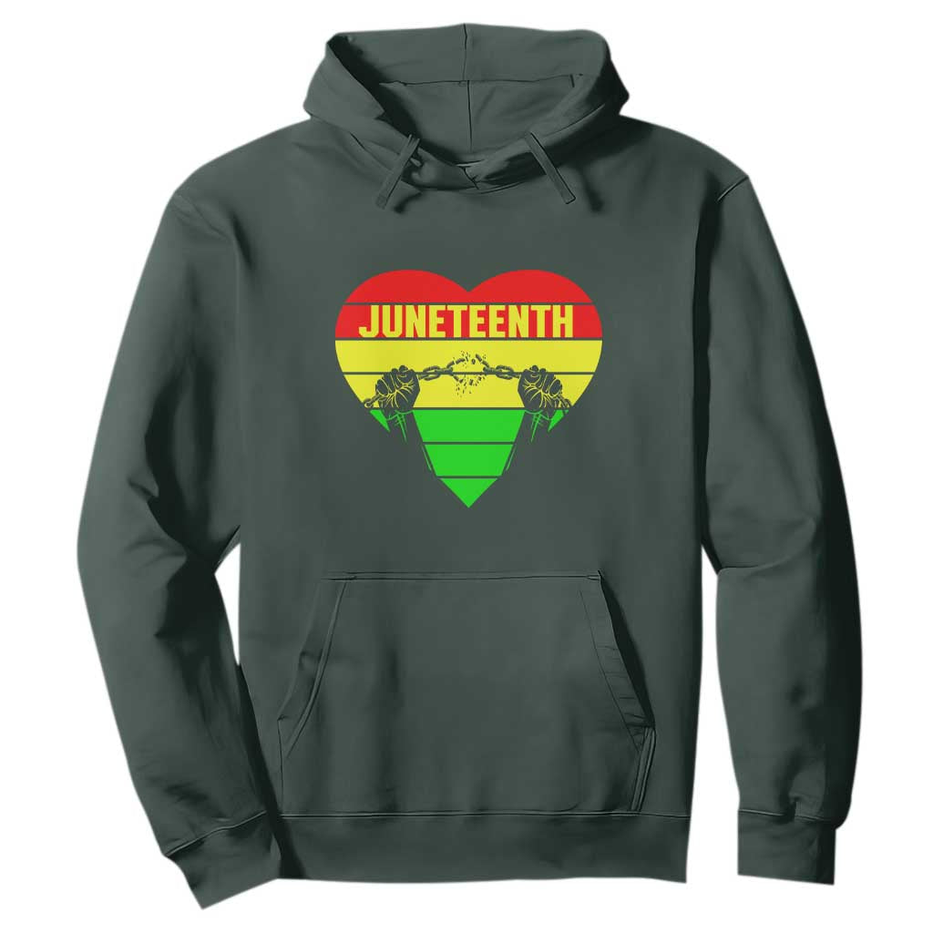 Juneteenth Hoodie Breaking Every Chain BHM Heart