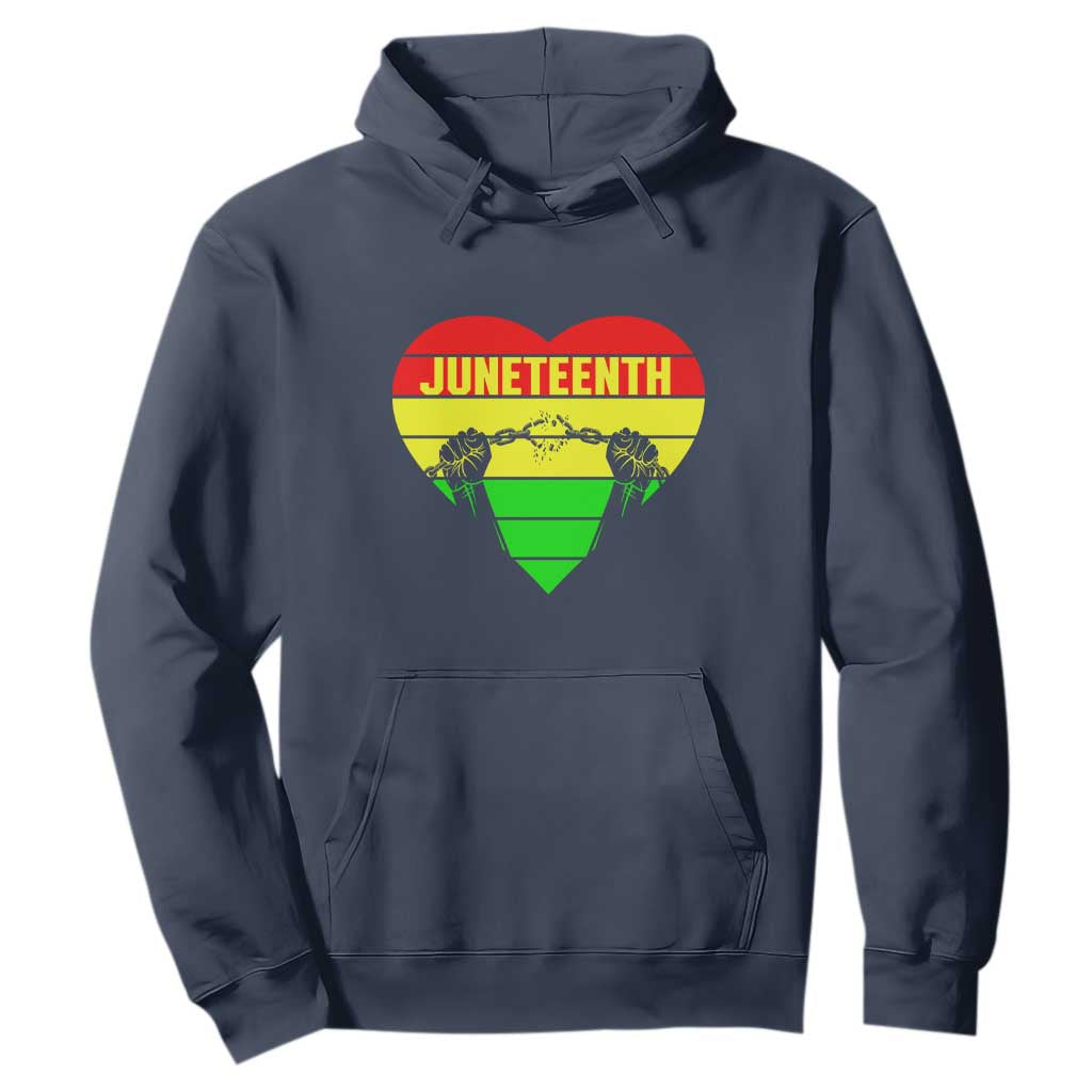 Juneteenth Hoodie Breaking Every Chain BHM Heart