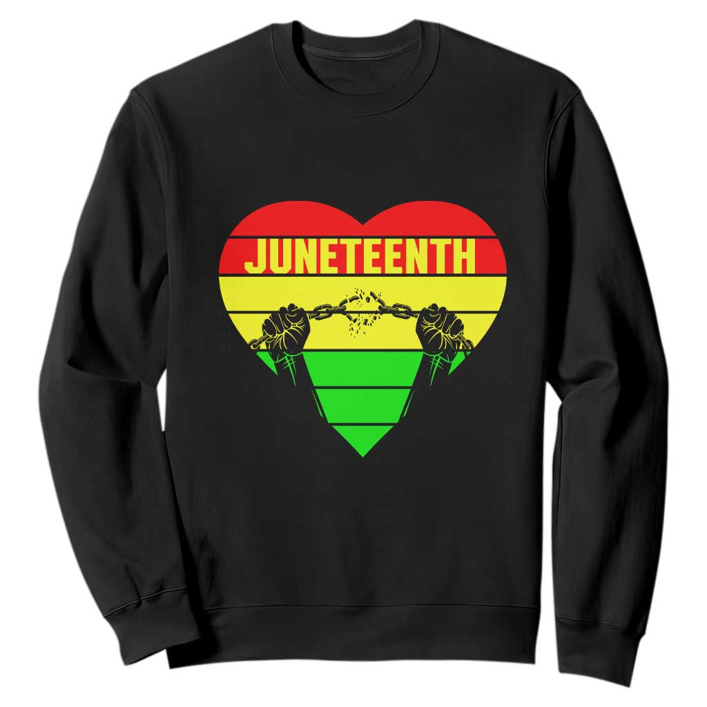 Juneteenth Sweatshirt Breaking Every Chain BHM Heart