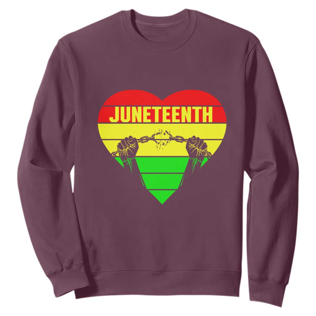 Juneteenth Sweatshirt Breaking Every Chain BHM Heart