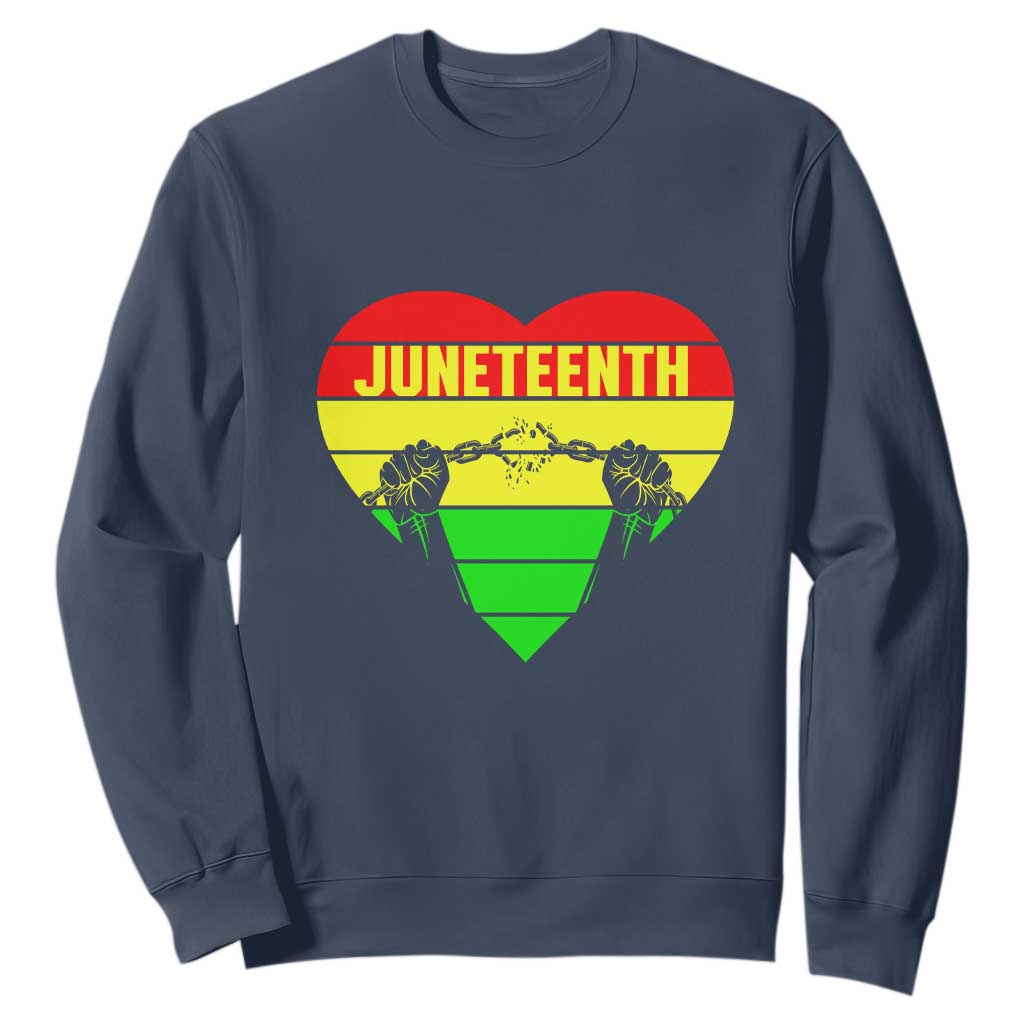 Juneteenth Sweatshirt Breaking Every Chain BHM Heart