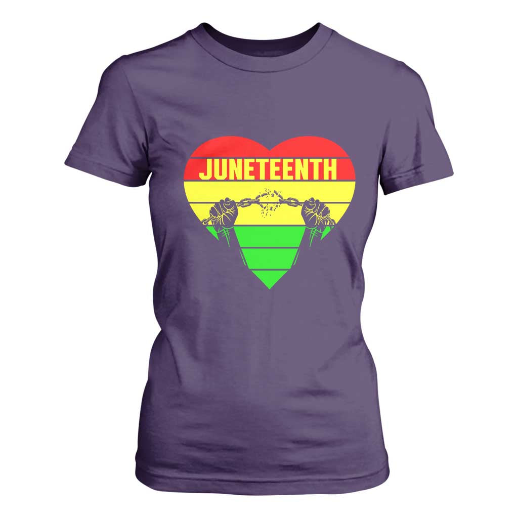 Juneteenth T Shirt For Women Breaking Every Chain BHM Heart