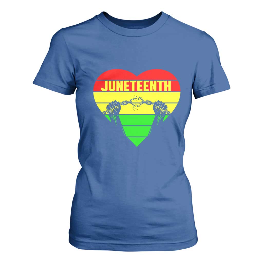 Juneteenth T Shirt For Women Breaking Every Chain BHM Heart