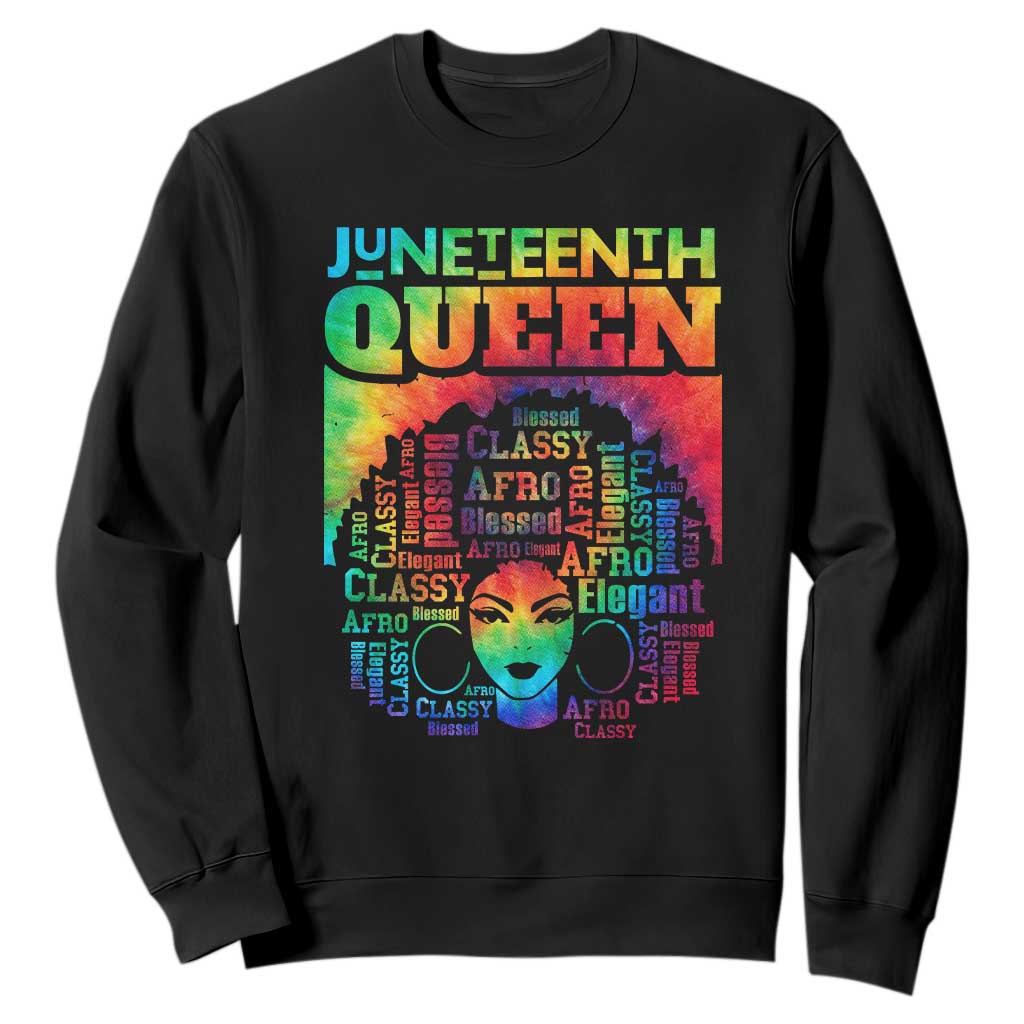 Juneteenth Afro Queen Sweatshirt Melanin Black Women Magic Tie Dye
