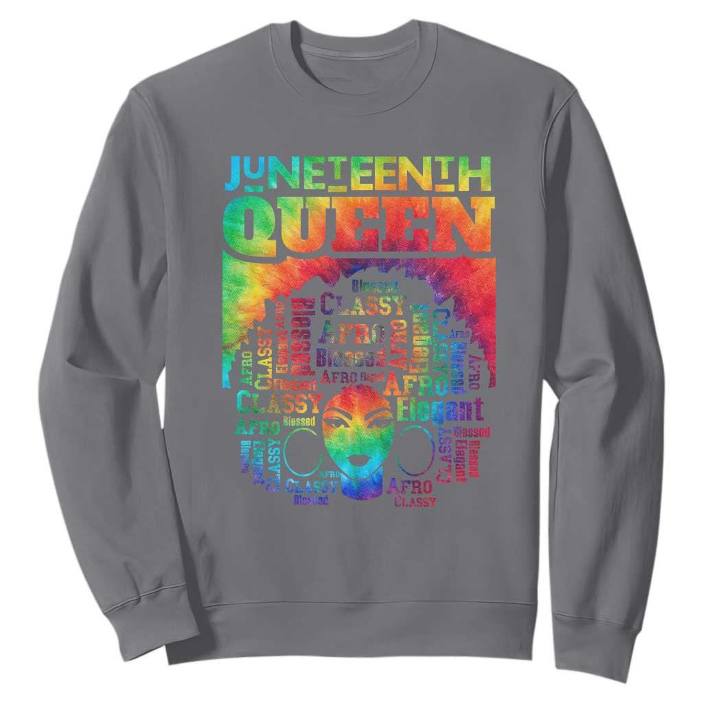 Juneteenth Afro Queen Sweatshirt Melanin Black Women Magic Tie Dye