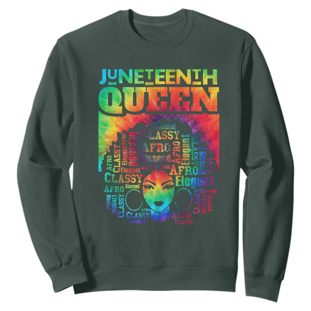 Juneteenth Afro Queen Sweatshirt Melanin Black Women Magic Tie Dye