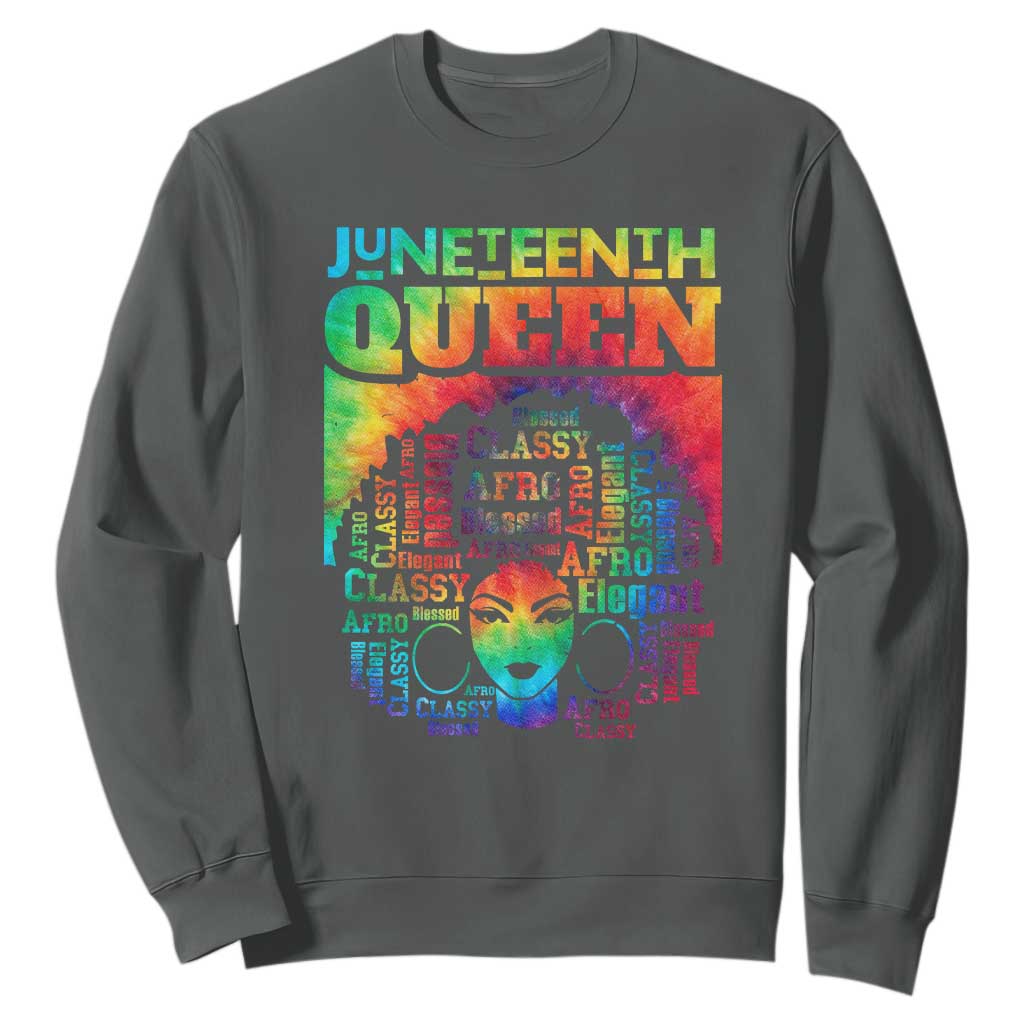 Juneteenth Afro Queen Sweatshirt Melanin Black Women Magic Tie Dye