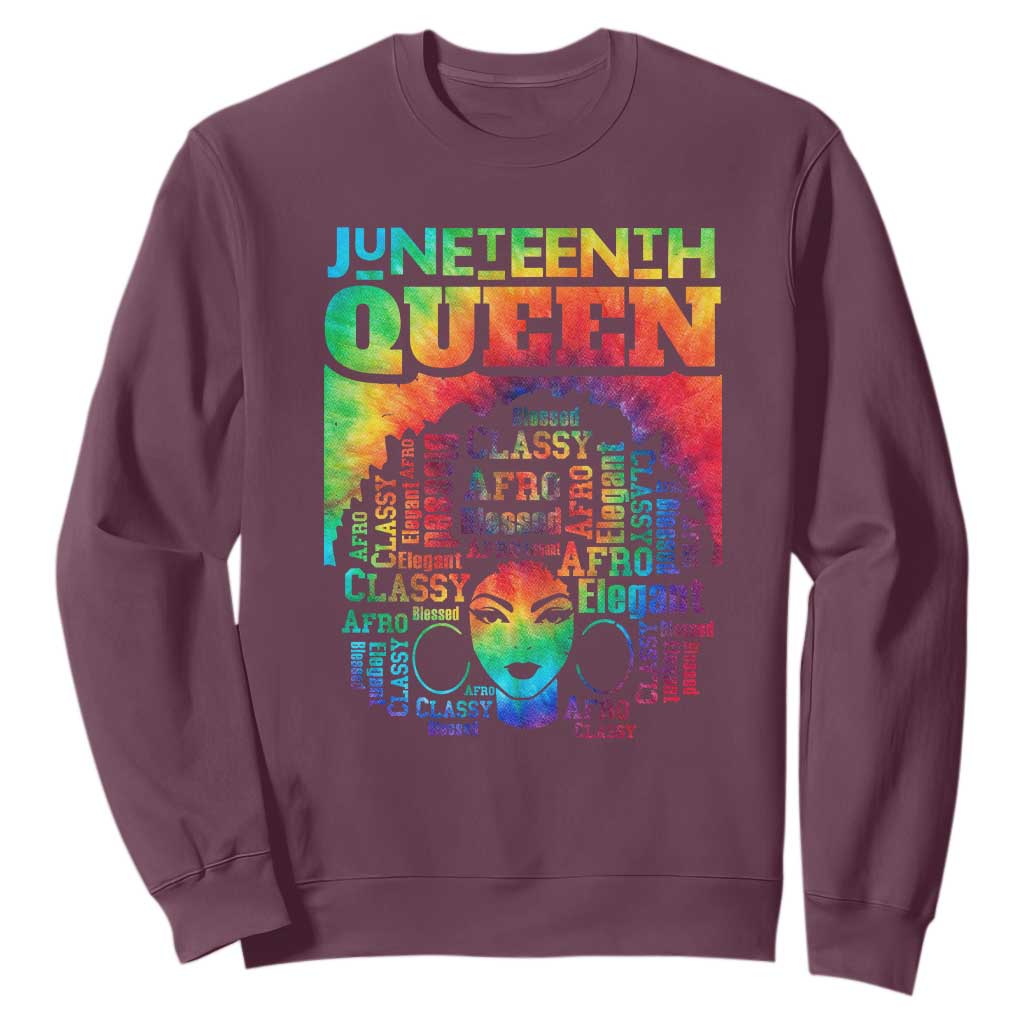 Juneteenth Afro Queen Sweatshirt Melanin Black Women Magic Tie Dye