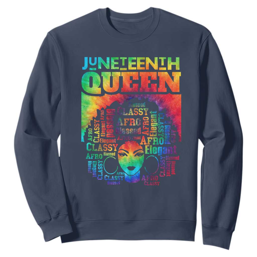 Juneteenth Afro Queen Sweatshirt Melanin Black Women Magic Tie Dye