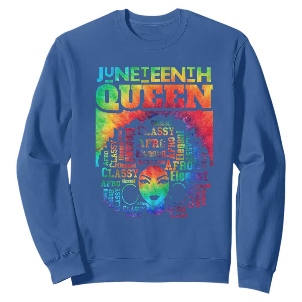 Juneteenth Afro Queen Sweatshirt Melanin Black Women Magic Tie Dye