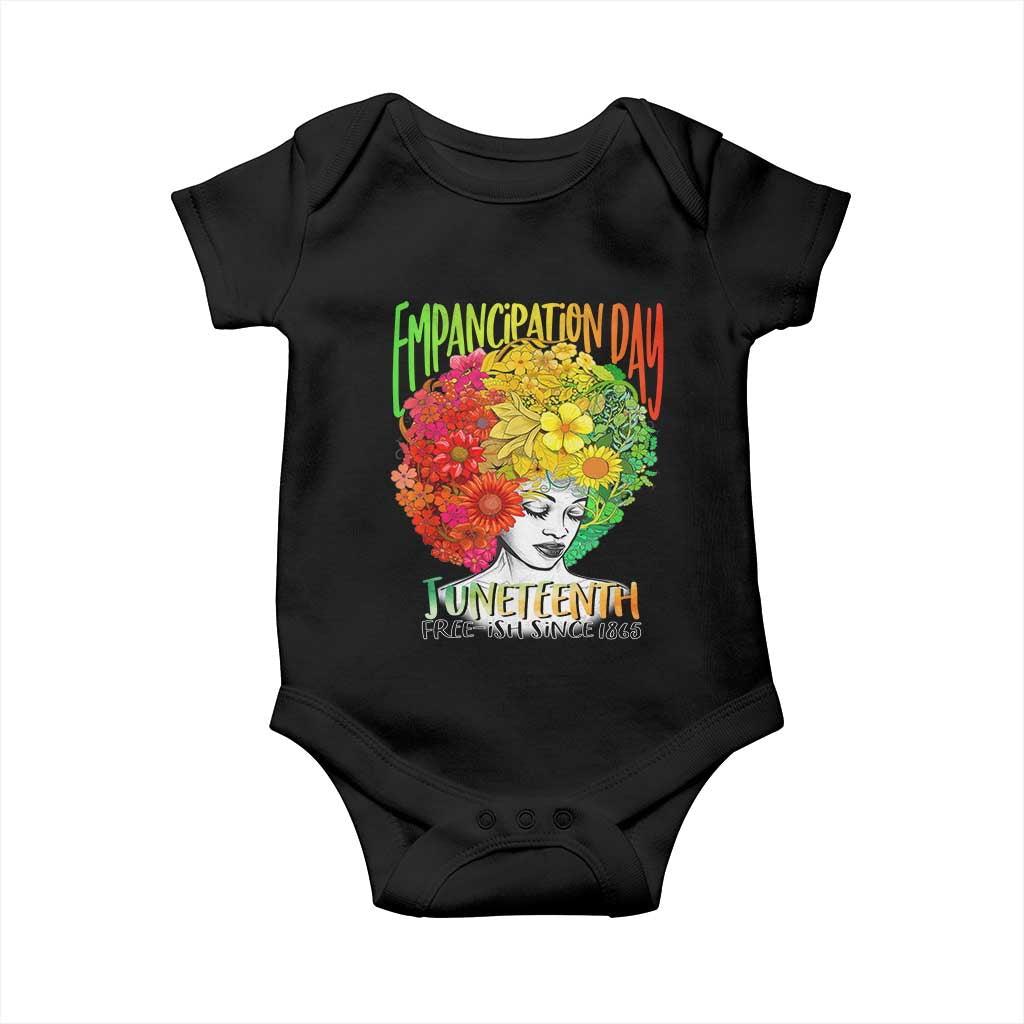 Freeish Since 1865 Juneteenth Baby Onesie Freedom Day African American June 19th Black Women Floral Hair