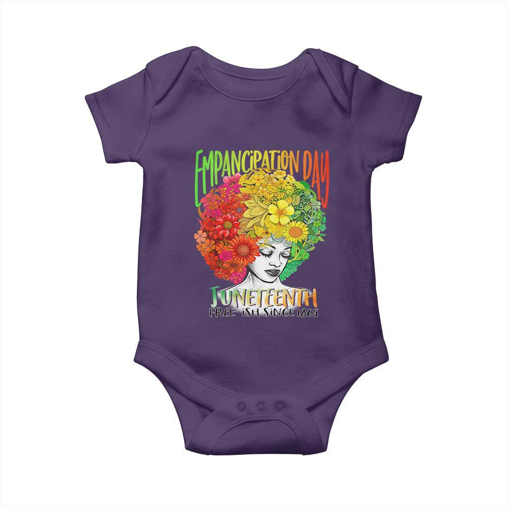 Freeish Since 1865 Juneteenth Baby Onesie Freedom Day African American June 19th Black Women Floral Hair