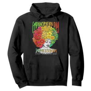 Freeish Since 1865 Juneteenth Hoodie Freedom Day African American June 19th Black Women Floral Hair